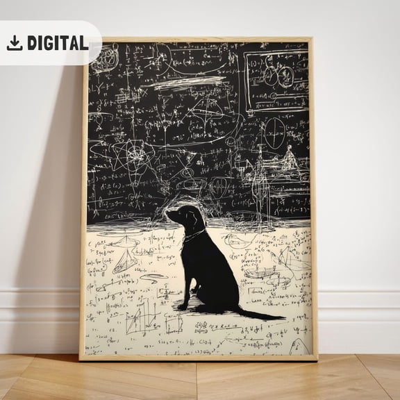High School Math Science Classroom Decor Middle School Art Dog Class Room Wall Art Physics Maths Teacher Scientist Unframed Paper Print