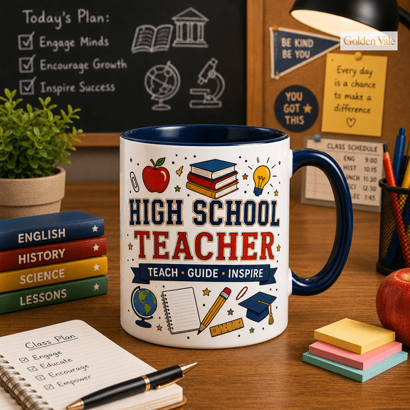 High School Teacher Mug, Teach Guide Inspire Gift for Educators