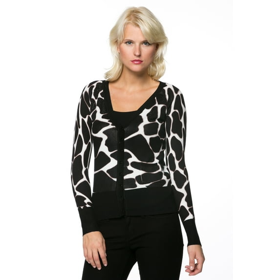 High Secret Women's Animal Print Embellished Button Down Sweater