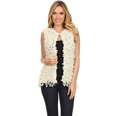 High Secret Women's Open Trench Sleeveless Ivory Cardigan