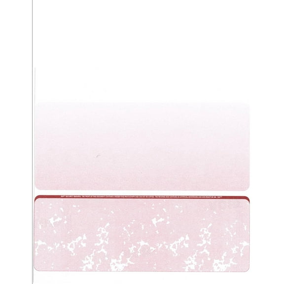 High Security Check Paper, 24# Red Marble Pattern, 8-1/2" x 11", Microperfed with Check on Bottom, 8 Security Features - 250 SHEETS