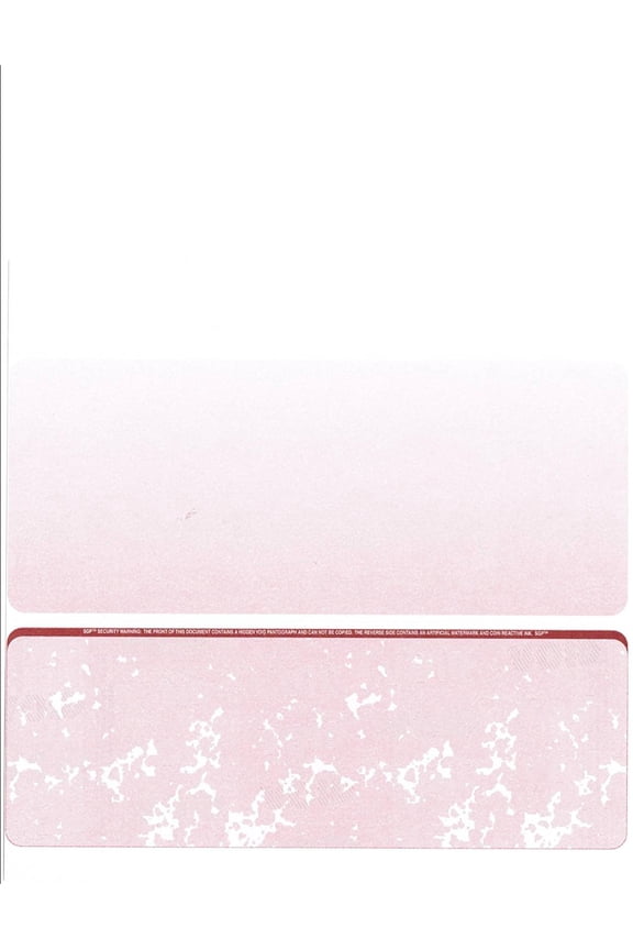 High Security Check Paper, 24# Red Marble Pattern, 8-1/2" x 11", Microperfed with Check on Bottom, 8 Security Features - 500 SHEETS