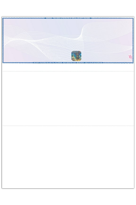 High Security Check Paper with Hologram, Top Check, Blue/Maroon, 1000 Sheets, QuickBooks Compatible