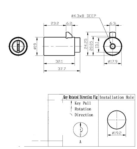 High Security Dimple Key Style Vending Machine Lock for T Handle - Item ...