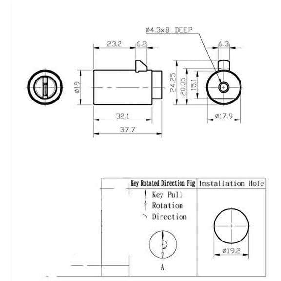High Security Dimple Key Style Vending Machine Lock for T Handle - Item#9501 Keyed Alike (1)