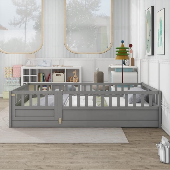 High Security Floor Bed with Grey Montessori Design | Full Size