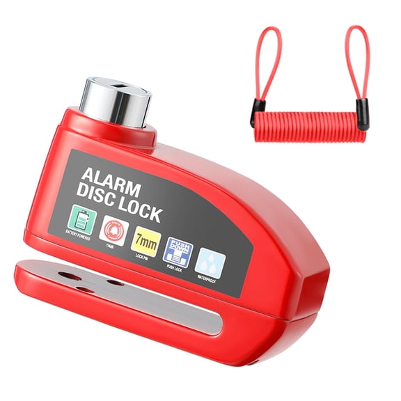 High Security Motorcycle Disc Brake Lock - Alarm with Loud Sound Warning and Durable Steel