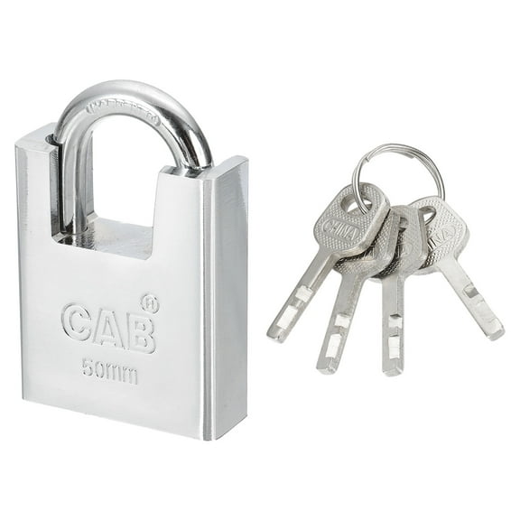 High Security Padlock, 1.9 Inch Steel Wrapped Beam Keyed Padlock Heavy Duty Shackle Locks with 4 Keys for Outdoors Gate Lock Hasp Fence Cabinet Storage, Silver