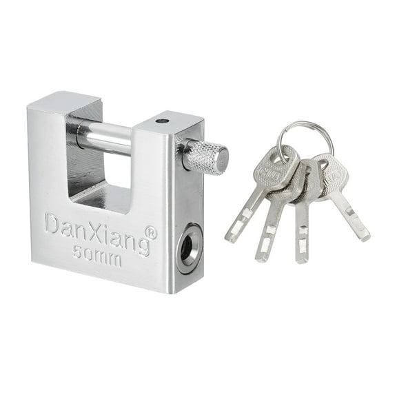 High Security Padlock, 2 Inch Steel D-Shaped Heavy Duty Shackle Locks with 4 Keys for Storage Unit Garage Gate Lock Warehouse Shed Containers, Silver