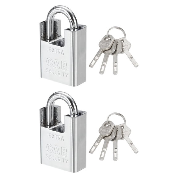 High Security Padlock, 2Pcs 1.2 Inch Steel Wrapped Beam Keyed Padlock Heavy Duty Shackle Locks with 4 Keys for Outdoors Gate Lock Hasp Fence Cabinet Storage, Silver
