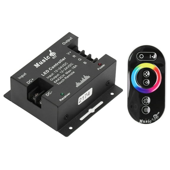 High Sensitivity RGB LED Controller, 18A Output, Adjustable Speed/Brightness, 30,50m Wireless Remote