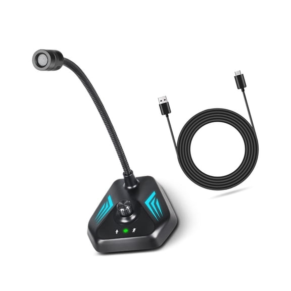 High Sensitivity USB Condenser Microphone for Clear Auditory in Remote Meetings and Live Streaming Color Lights