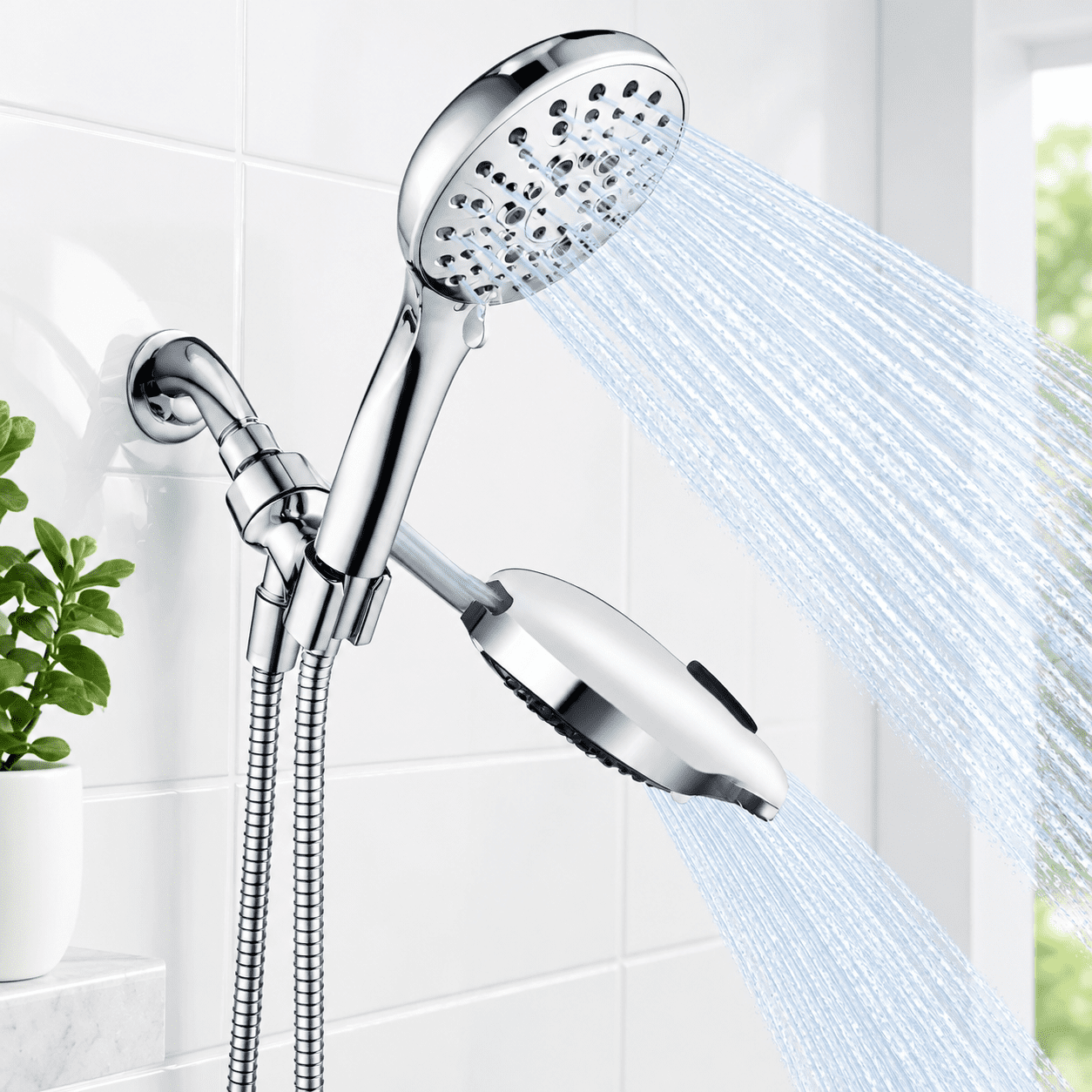High Shower Head With Handheld 9 Spray Settings Showerhead Built In ...