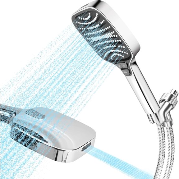 High Shower with Handheld , 8-Mode Handheld Shower with High- Jet Setting for Bathroom Cleaning, Nozzles, gray