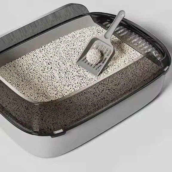High Sided Cat Litter Box Elevated Rim With Scooper