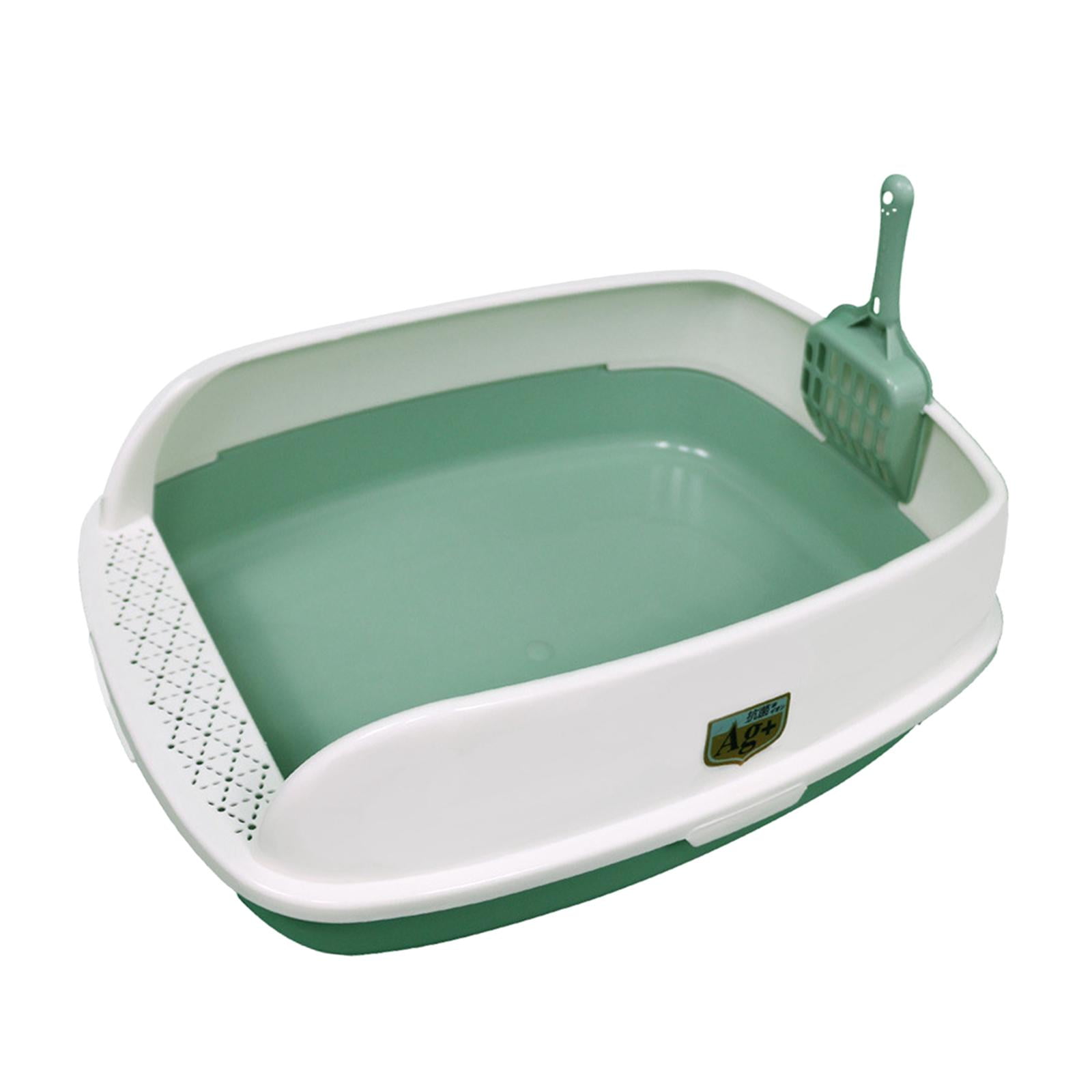 High Sided Cat Litter Box Semi Enclosed with Scoop Anti Splashing Cat