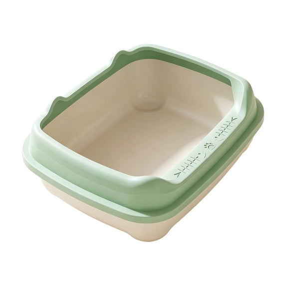 High Sided Cat Pet Litter Tray Sandbox Deep Loo with Sifting Litter Pedal Pan Cat Potty Toilet Cat Bedpan for Kitty Rabbit Travel Green