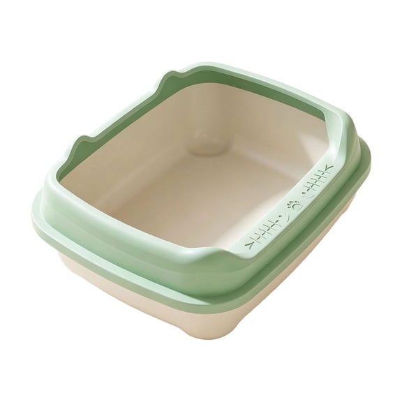 High Sided Cat Pet Litter Tray Sandbox Deep Loo with Sifting Litter Pedal Pan Cat Potty Toilet Cat Bedpan for Kitty Rabbit Travel Green