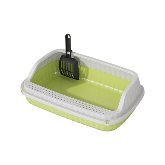 High-Sided Litter Box for Cats, 36.5x27x12cm Semi-Enclosed Design with Leakage-Proof Pedal & Included Scoop, Spacious Plastic Tray in 5 Colors