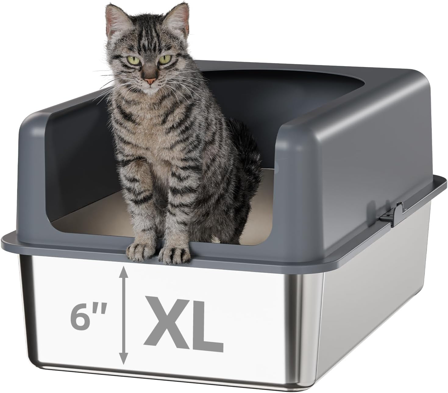 HighSided Stainless Steel Cat Litter Box,Stainless Steel Litter Box