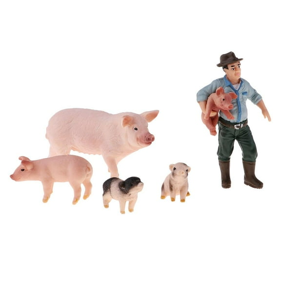 High Simulation Farm Animals Toys Farmer with 4 s Figures Model,