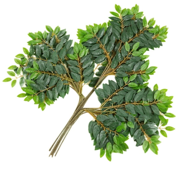 High Simulation Plant Leaf False Branch Elm Leaf Sense Plastic Elm Branch Green Plant Decorative Shape 1 Set Of 12 Branches