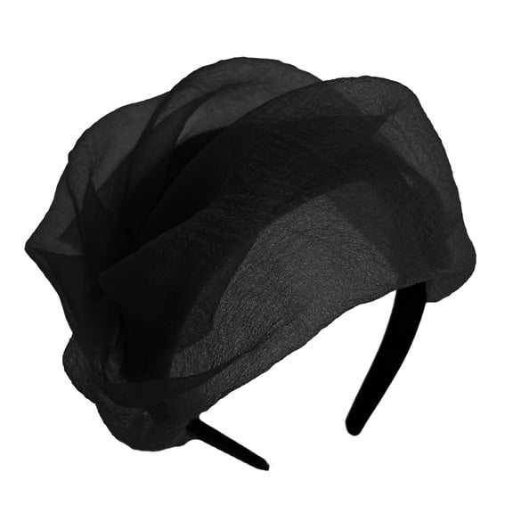 High Skull Ruffle Headband French Crape Half Hat Thin Hairhoop Female Teaparty White Hair Covering Formal Hair Ornament