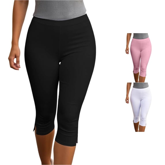 High Slit Side Split Casual Leggings for Stretchy Control Workout Yoga Pants with Comfortable Elastic Waistband Formal Pants for Women M
