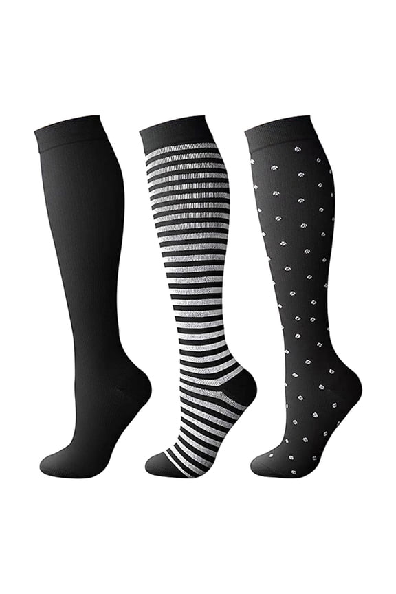 High Socks Comfy Compression Socks For Women & Men Circulation (3 Pairs) Best Support For Athletic Running Cycling Grey L