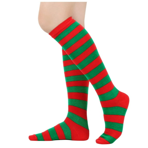 High Socks Women Ladies' Christmas Knit Striped Knee High Calf Socks Soft Comfort Winter Warm Indoor Home Socks Fall Socks Women Yellow One Size1 Pairs