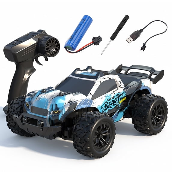 High Speed 1:20 Scale Fast RC Car, 20 KM/H, 2.4Ghz Remote Control, Off-Road Racing Vehicle with LED Lights, 2 Speed Modes, Hobby Grade All Terrain Trucks for Adults and Boys