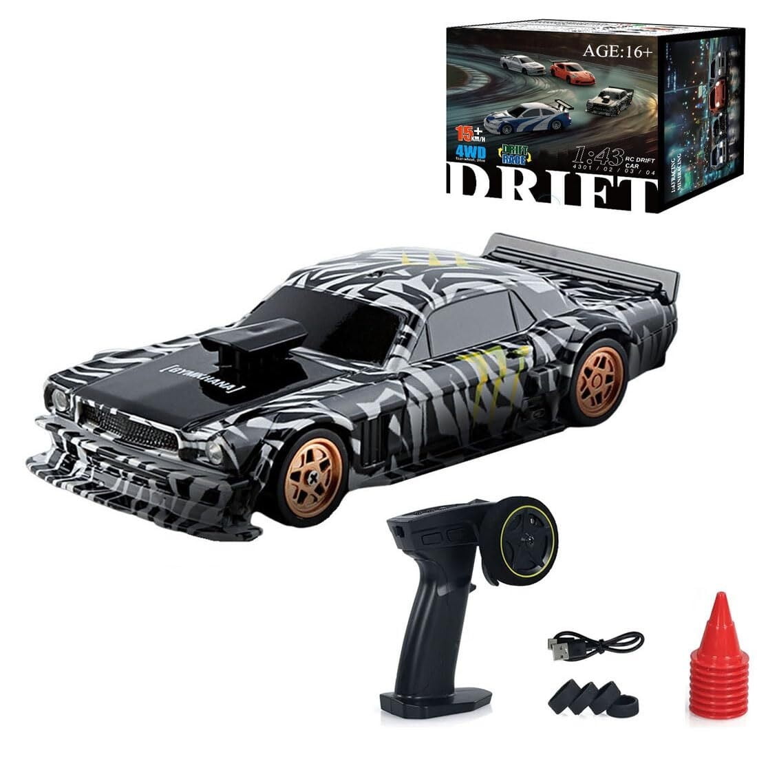 High-Speed 1:43 Scale RC Drift Car - 2.4GHz 4WD Remote Control Racing ...