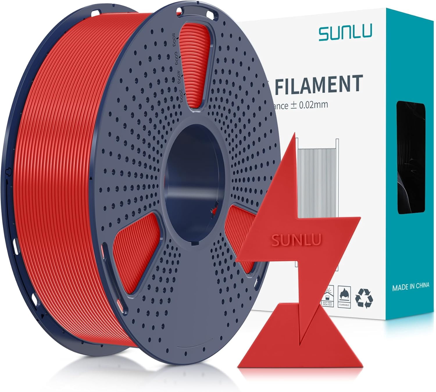 High Speed 1.75mm PLA Filament, 1KG Red, 30-600mm/s Print Range, 1KG