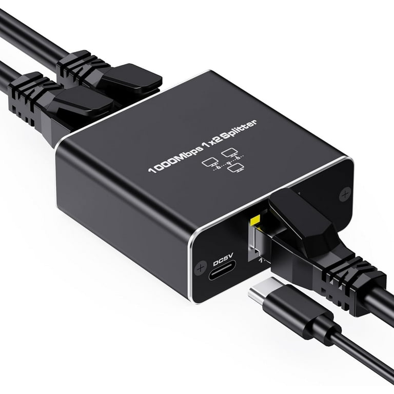 High-Speed 1000Mbps Ethernet Splitter, 1-2 Gigabit LAN Connector 