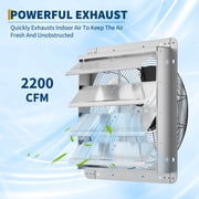High-Speed 18 Inch Shutter Exhaust Fan   2200 CFM Industrial Wall-Mounted Ventilation   Quiet Motor, Automatic Aluminum Blades   For Attic, Garage, Greenhouse, Enclosure, Workshop   Commercial Use
