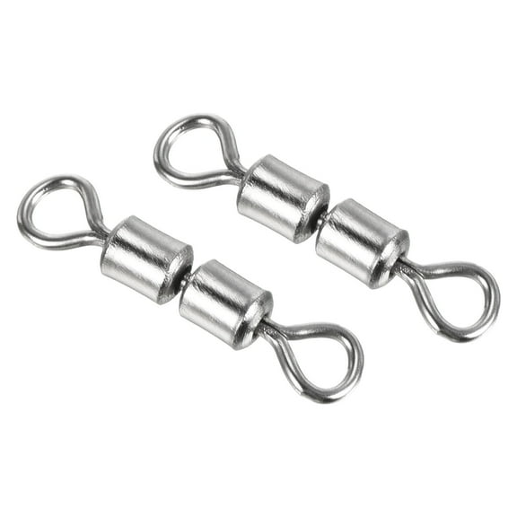 High Speed 2 Roller Swivel, 55lb Copper Barrel Bead Chain Rolling, Silver 20 Pack