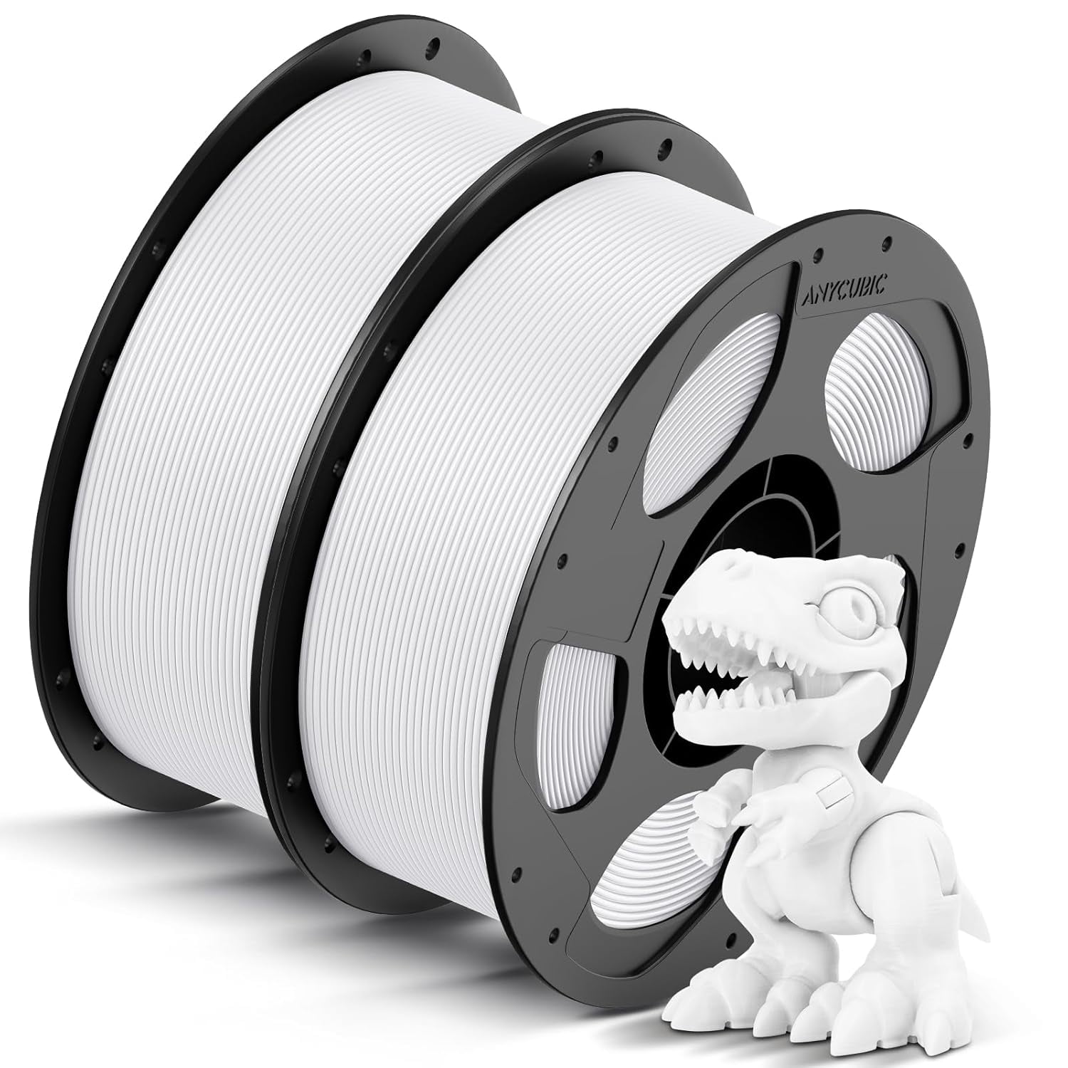High Speed 3D Printer Filament Bundle, Rapid PLA Filament 1.75mm with High Print Quality and Dimensional Accuracy, 1KG Reusable Spool, Includes Black, White, Blue, and Red (4KG Total)