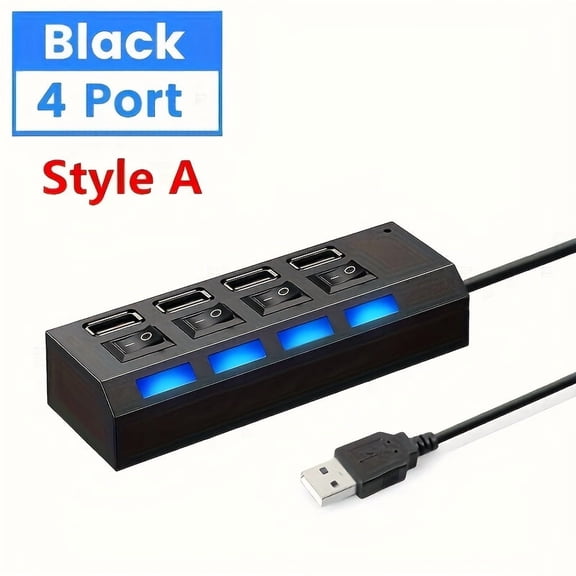 High-Speed 4/7-Port USB 2.0 Hub with Individual Switches | 5Gbps Data Transfer for PC, Laptop, Mac, HDD, Flash Drives | Durable USB Extension Hub