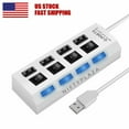 thumbnail image 1 of High Speed 4 Ports USB HUB 3.0 Multi USB Splitter On/Off Switch Adapter Computer Laptops - White, 1 of 1