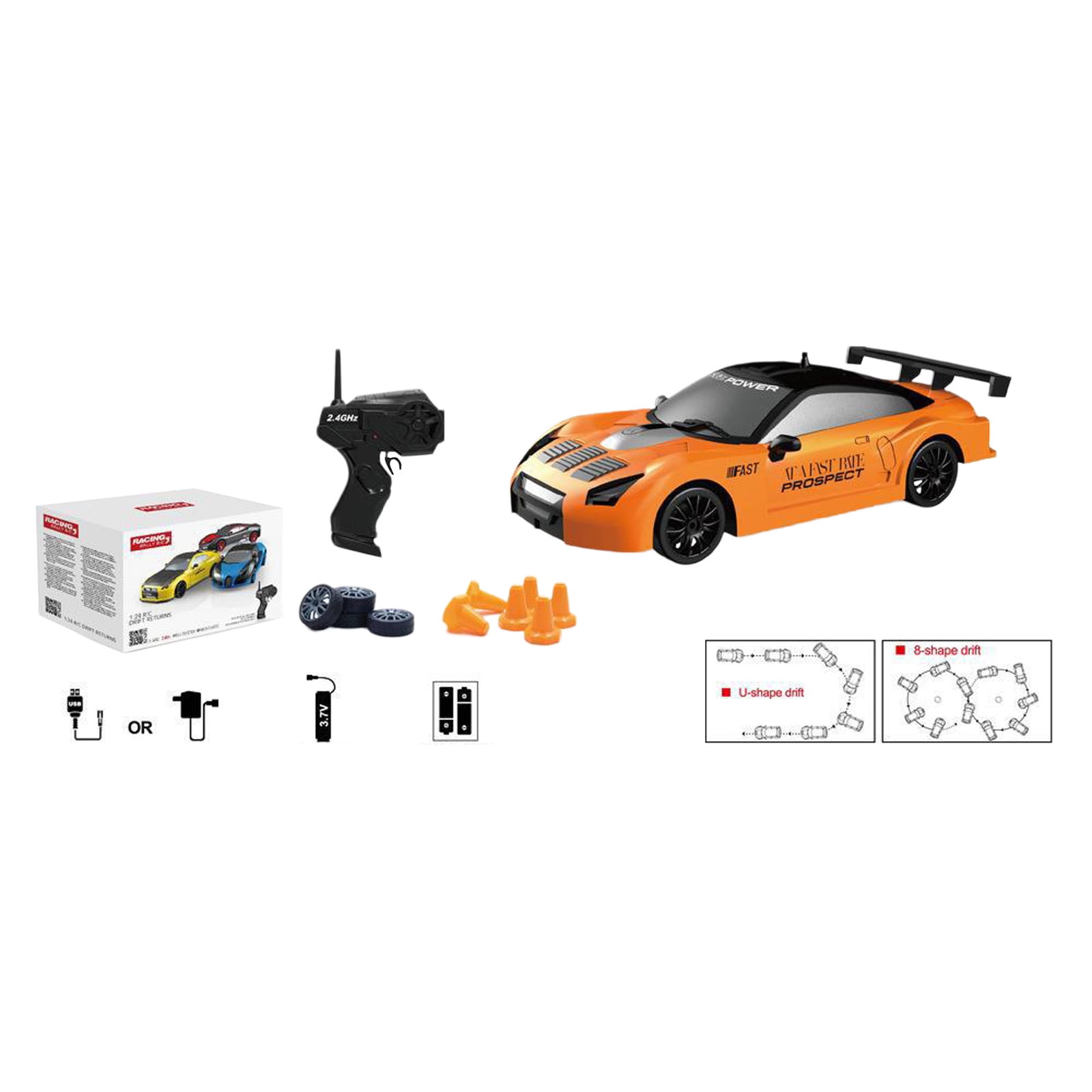 High Speed 4WD RC Racing Car 124 Scale Remote Control Drift Toy for ...