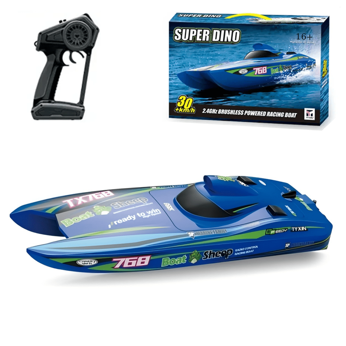 High-Speed Brushless RC Speedboat for Adults, 2.4G Full Proportional Turbo Boat with Water Cooling System, 30 KM/H Racing RC Boats for Pools, Lakes, Rivers