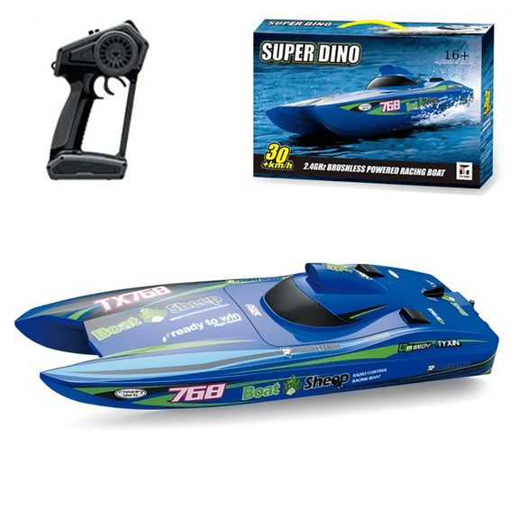 High-Speed Brushless RC Speedboat for Adults, 2.4G Full Proportional Turbo Boat with Water Cooling System, 30 KM/H Racing RC Boats for Pools, Lakes, Rivers