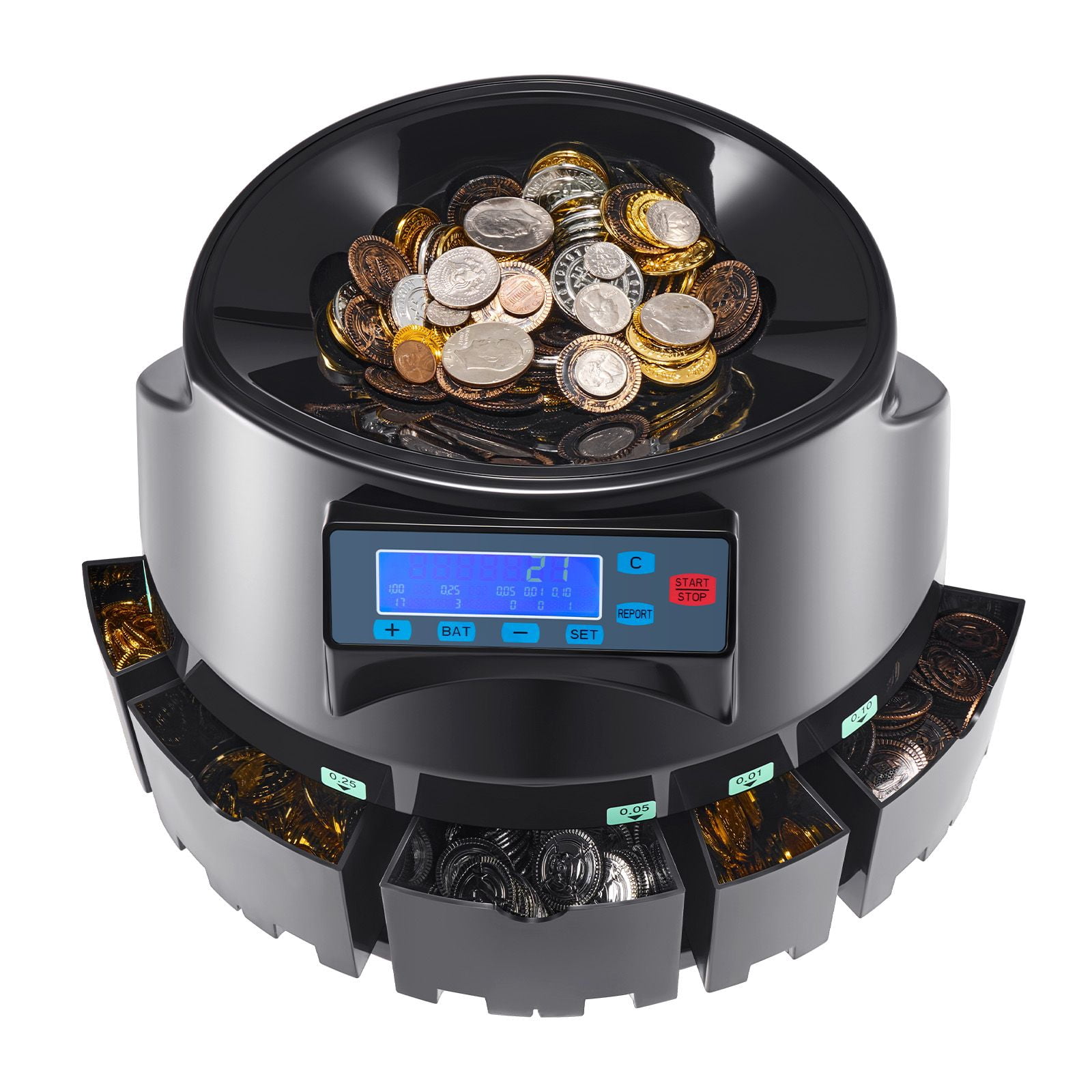 High-Speed Coin Counter & Sorter - 300 Coins/min, Wrapper Roller, LCD ...