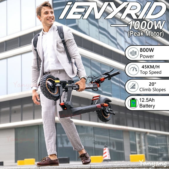 High-Speed Commuter E-Scooter, 1000W Peak Motor, 21-26 Miles per Charge, Foldable & Portable,28MPH Fast Electric Scooter,UL 2272 Listed