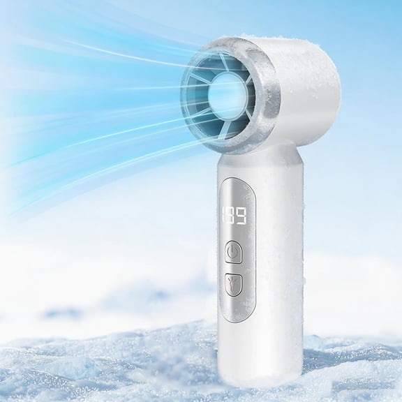 High-Speed Cool Down Handheld Fan with Ice Pack, 199-Speed Digital Display & LED Light, Rechargeable for Travel & Outdoor