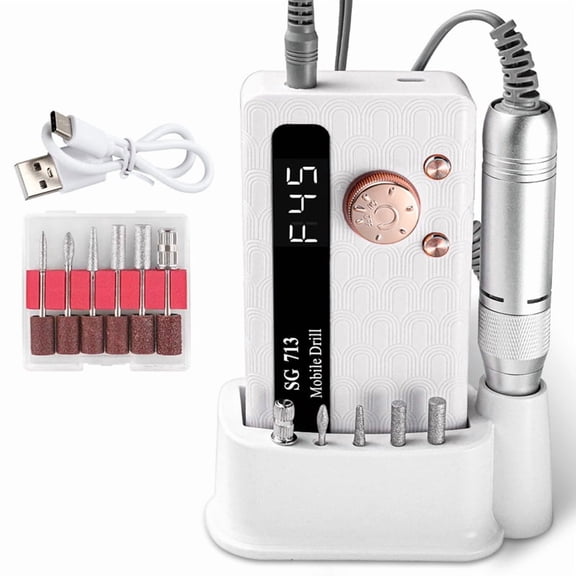 High-Speed Cordless Nail Drill Electric Nail Remover and Nail Grinder High-Speed Nail Grinder Nail Polisher White