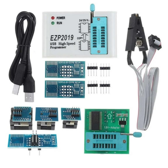 High Speed EZP2019 USB SPI Programmer 24 25 93 Series Chips EEPROM 25 BIOS Chip with 8 Socket