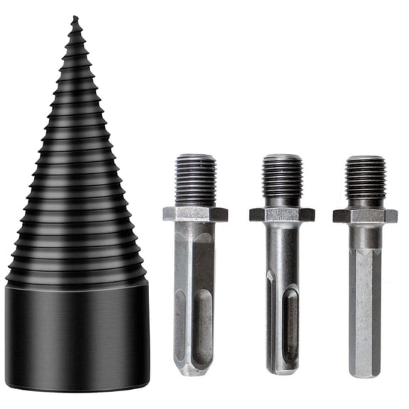 High-Speed Firewood Log Splitter Drill Bit Set - 4PCS Removable Cone Driver for Efficient Wood Splitting and Logging