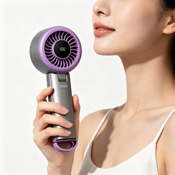 High Speed Foldable Camping Fan, Portable Rechargeable Hand Held Fan, Powerful Personal Cooling for Outdoor Sports Projects Construction Travel Beach Seaside