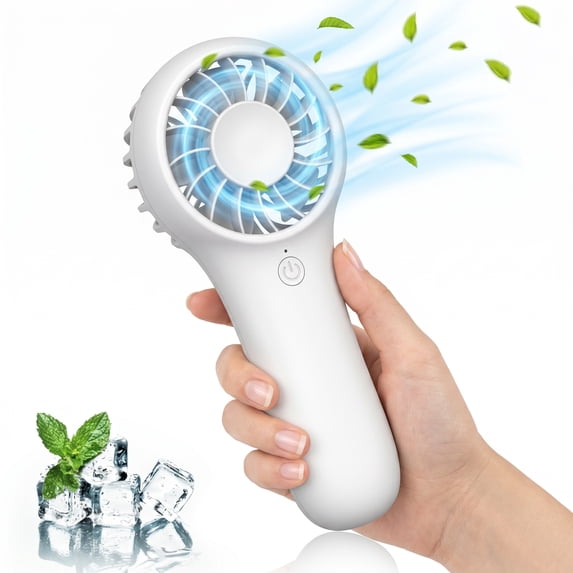 ATUPEN Handheld Mini Fan, 3 Speed 1200mAh Rechargeable Portable Fan for Office Travel Outdoor Fathers Day Gifts (White)